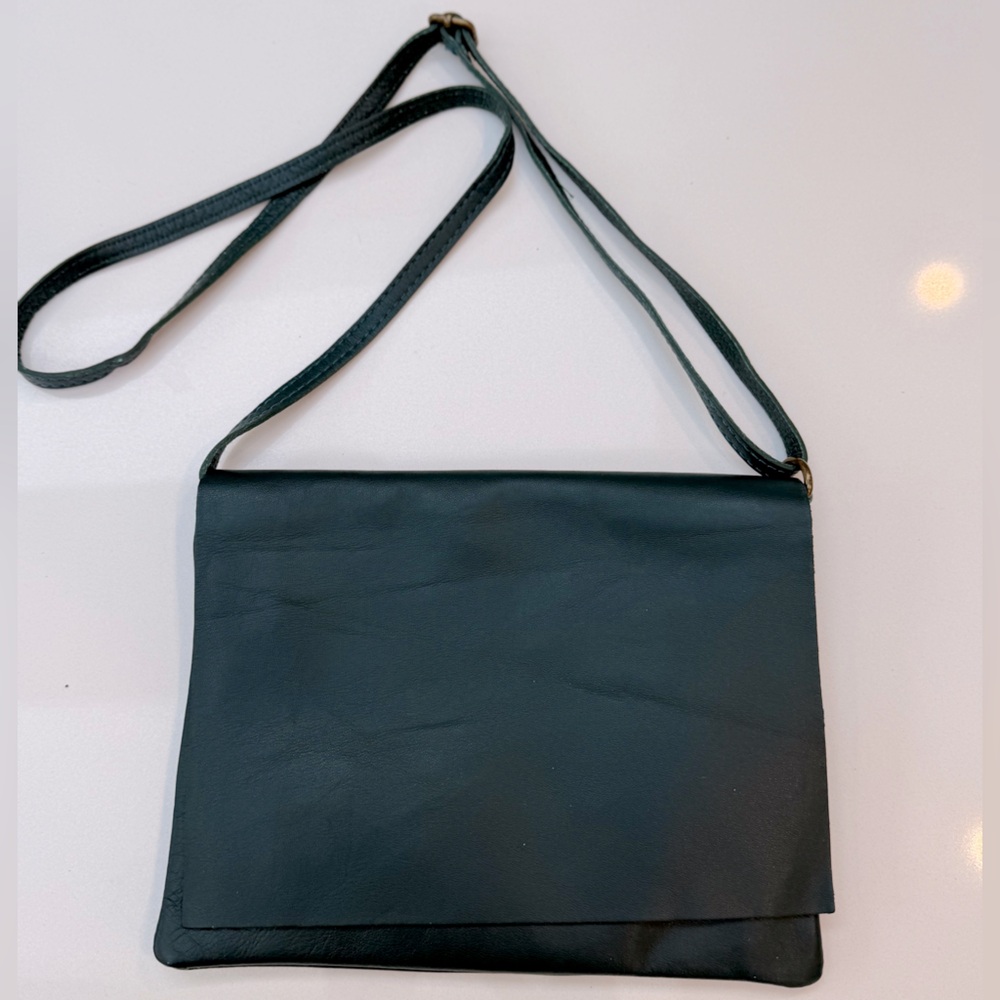 Source Unknown Teal Leather Crossbody Bag Envelop… - image 2
